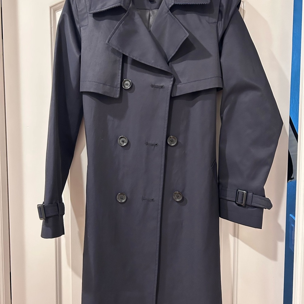 Sam Edelman Navy Trench Coat Classic Double-Breasted